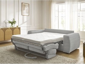 Светлосив диван за ежедневно спане/сгъваем от рипсено кадифе 220 cm Hugo – Bobochic Paris