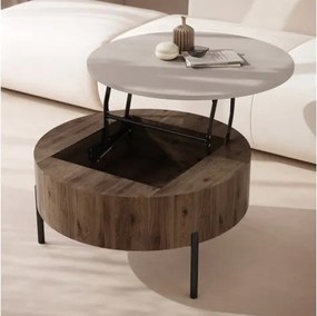 ФРИДА Бежово Таупе / Елегантен Орех – МОДЕРНА ХОЛНА МАСА С ПОВДИГАЩ ПЛОТ И СКРИТО ПРОСТРАНСТВО ЗА СЪХРАНЕНИЕ