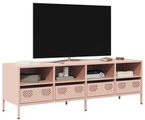 851329 vidaXL ТВ шкаф, розов, 135x39x43,5 см, студеновалцувана стомана