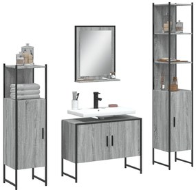 3214362 vidaXL Комплект шкафове за баня от 4 части сив сонома инженерно дърво