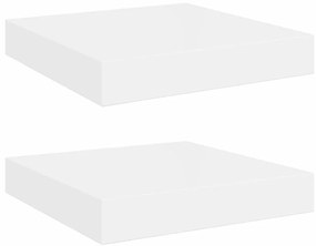 323740 vidaXL Окачени стенни рафтове, 2 бр, бял гланц, 23x23,5x3,8 см, МДФ