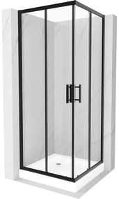 Mexen Rio квадратна душ кабина 80 x 80 см, прозрачна, черна + под душ Rio, бяла - 860-080-080-70-00-4510