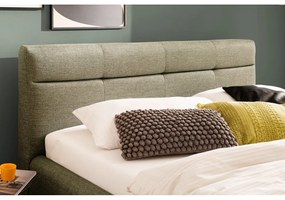 Зелено тапицирано двойно легло с място за съхранение с решетка 160x200 cm Lotte - Meise Möbel