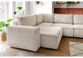 Кремав ъглов диван от велур, ляв ъгъл Nihad modular - Bobochic Paris