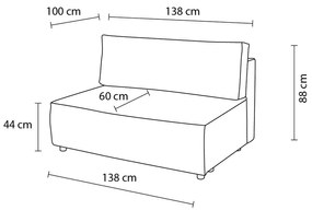Модул за диван от син велур, централна част Nihad modular - Bobochic Paris