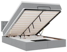 3312478 vidaXL Османска легло с матрак и LED, светлосиво, 140x200 см, плат