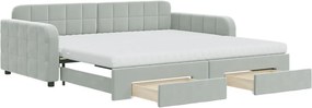 3197008 vidaXL Канапе с изтеглящо легло и чекмеджета светлосив 100x200 см плат