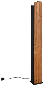 Черна и естествена подова лампа с дървен абажур (височина 121 cm) Karuni – Trio