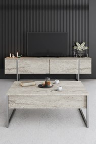 Кафе маса Luxe, цвят Травертин Сребърен