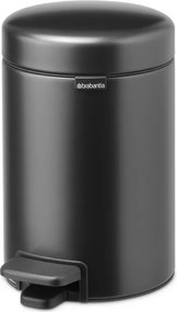 Кош за боклук с педал Brabantia NewIcon 1008834, 3 л, Плавно затваряне, Противоплъзгаща основа, Тъмносив