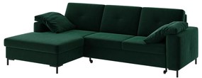 Тъмнозелен кадифен ъглов разтегателен диван , ляв ъгъл Moor - Ghado