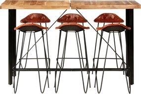 278766 vidaXL Бар комплект от 7 части масивно дърво и естествена кожа