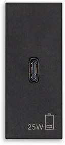 VIMAR 30292.C25G PD USB-C Контакт Linea 1M 25W, black,