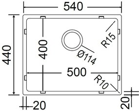 Мивка Fortinox Squadro PVD 28054-54 x 44 cm-Mauro