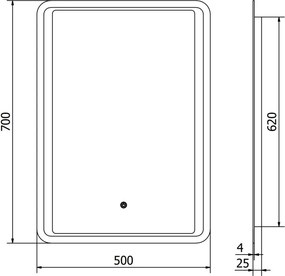 Mexen Zusa осветено огледало за баня 50 x 70 см, LED 6000K, против замъгляване