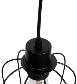 Интелигентен висящ аплик черен с дърво, вкл. 4 Wifi A60 - Stronk