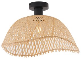 Таванно осветление в стил Арт Деко черно с естествен бамбук 40см - Alka