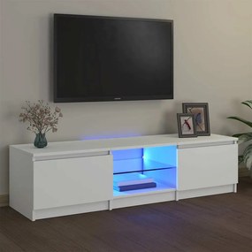 804292 vidaXL ТВ шкаф с LED осветление, бял, 140x40x35,5 см