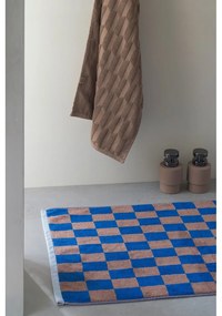 Синьо-кафяв килим за баня от органичен памук 50x80 cm Retro – Mette Ditmer Denmark