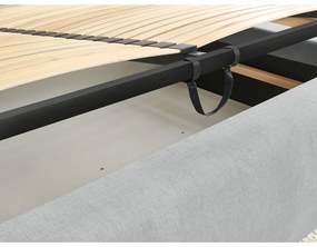 Светлосиво тапицирано двойно легло с място за съхранение с решетка 180x200 cm Jagna - Bobochic Paris