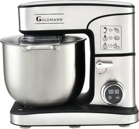 Планетарен миксер Goldmann GM-1115DP, 3500W, 16 л, 6 скорости + импулси, Таймер, Иноксова купа, LED, Инокс