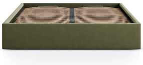 Зелено двойно легло 180x200 cm тапицирано с място за съхранение/без табла с включена подматрачна рамка Susan – Micadoni