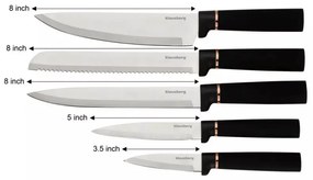 Комплект кухненски прибори Klausberg KB 7835, 12 бр, Неръждаема стомана, Черен