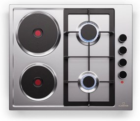 Klarstein MultiChef 4 Hot Plate, електрически и газов котлон, 4 зони за готвене, 2 горелки, 2 електрически котлона