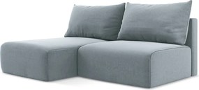 Син кадифен сгъваем/с място за съхранение ъглов диван (ляв ъгъл) Kalena – Makamii