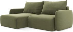 Зелен кадифен сгъваем/с място за съхранение ъглов диван (ляв ъгъл) Kalena – Makamii