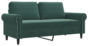359531 vidaXL 2-местен диван, тъмнозелен, 140 см, кадифе