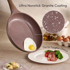 Комплект тенджери и тигани Just Perfecto JL-26, 14 ч, Отливка, Мраморно покритие, Индукция, Съд за готвене на пара, Аксесоари, Кафяв