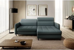 Сиво-зелен кадифен разтегателен ъглов диван с място за съхранение (десен ъгъл) Gomsi – ELTAP