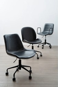 Черен офис стол от имитация на кожа Clinton – Premier Housewares