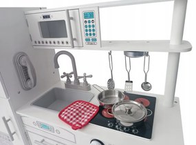 Детска бяла кухня с аксесоари и LED осветление