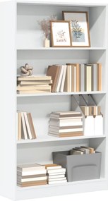 857844 vidaXL Библиотека, бяла, 80x24x143 см, инженерно дърво