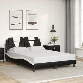 3208087 vidaXL Рамка за легло Viana без матрак, черно-бяла, 120x200 см, изкуствена кожа