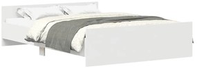 3203740 vidaXL Рамка за легло с горна и долна табла, бяла, 120x200 см