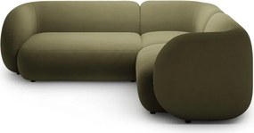 Зелен кадифен ъглов диван (десен ъгъл/L форма) Kate – Micadoni