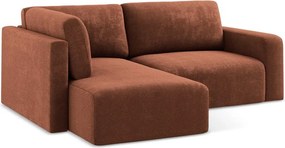 Теракотен шенилов сгъваем/с място за съхранение ъглов диван (ляв ъгъл/L форма) Kona – Makamii