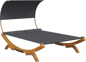 313954 vidaXL Лаундж легло с навес 165x203x126 см извито дърво масив антрацит