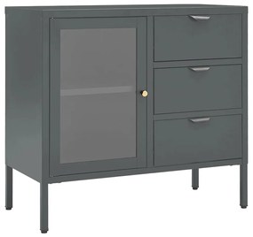 336075 vidaXL Бюфет, антрацит, 75x35x70 см, стомана и закалено стъкло
