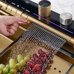 Многофункционална стоманена мивка 10 в 1 REA Alonzo Brush Gold