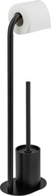 Черна стоманена поставка за тоалетна хартия стойка с четка Levante – Wenko