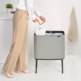 Кош за боклук Brabantia Bo Touch 1010454, 3x11 л, Плавно и безшумно отваряне, Голям отвор, Сив