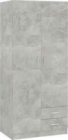800643 vidaXL Гардероб, бетонно сив, 80x52x180 см, инженерно дърво