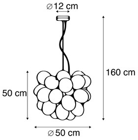 Дизайнерска висяща лампа черна с димно стъкло 8-светлини - Uvas