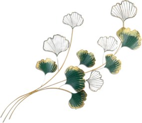 Метално стенна изкуство Flower в златен - зелен цвят 120x1,5x100см.