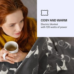 Klarstein Dr.  Watson XXL, отоплително одеяло, 120 W, 200 x 180 см, coral fleece, антрацит, животни