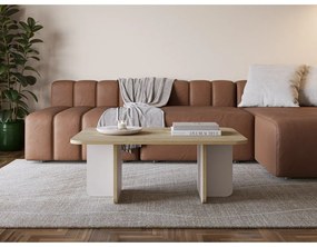 Кремава/естествена масичка за кафе с дъбов плот 56x100 cm Hillary – Marckeric